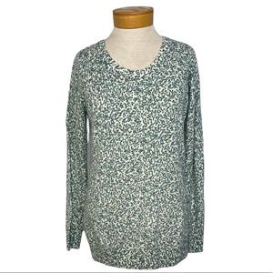 LOFT Floral Crew Neck Wool Blend Sweater M